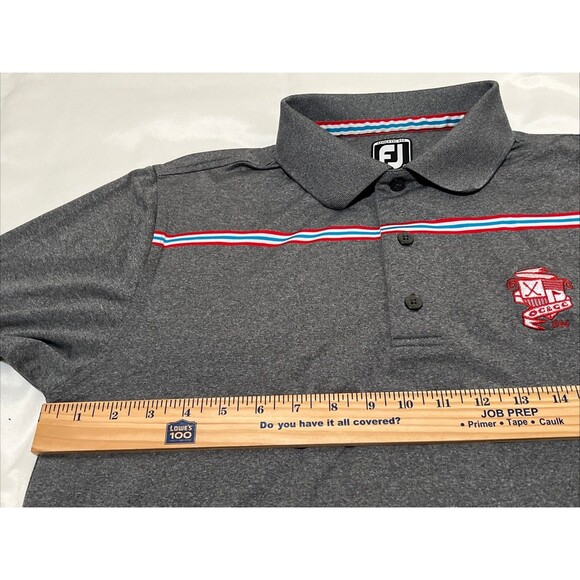 FootJoy Titleist Patch Golf Polo Gray Red Stripe Stretch Mens M Performance - Picture 6 of 16